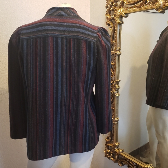 Vintage striped wool blend jacket by Illusions women's size 6/7 - Picture 2 of 3